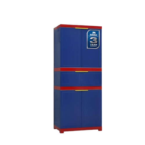 Nilkamal Freedom FMDR1CE Compact Plastic Storage Cabinet with 1 Drawer | Multi-Functional Organizer | New Pepsi Blue, Bright Red & Yellow
