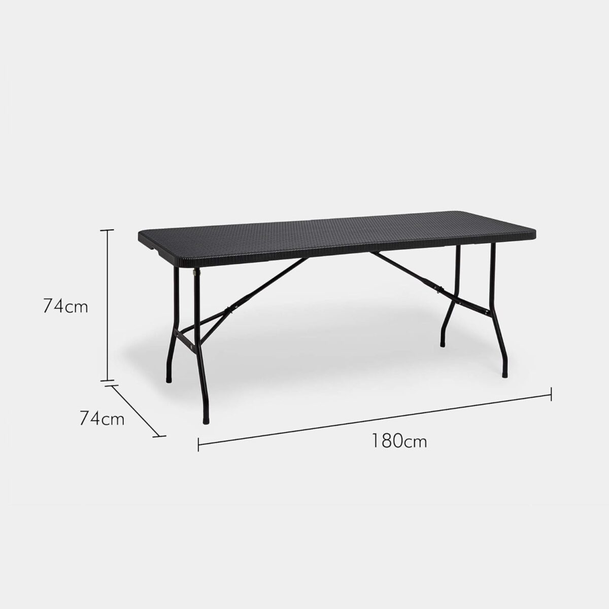 NILKAMAL 6ft Folding Garden Dining Table – Rattan Effect, Weatherproof Outdoor Foldable Table for Patio, Balcony & Garden – Graphite Black