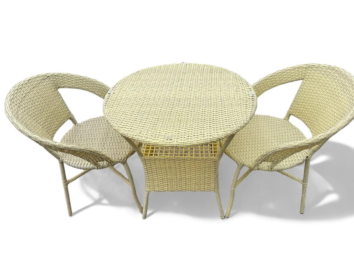 KRISHTHA Korex World Wicker 4-Seater Patio Furniture Set with Round Coffee Table – Outdoor Garden, Balcony, Terrace, Restaurant Use – Beige
