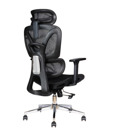 KRISHTHA Ergonomic High Back Korean Mesh Office Chair – Adjustable Headrest, Lumbar Support, 3D Armrests, Seat Sliding, Multi-Lock Mechanism, Height Adjustable Backrest – Black