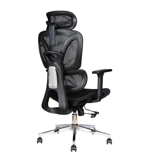 KRISHTHA Ergonomic High Back Korean Mesh Office Chair – Adjustable Headrest, Lumbar Support, 3D Armrests, Seat Sliding, Multi-Lock Mechanism, Height Adjustable Backrest – Black