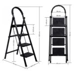 Nilkamal Premium MS Steel 4-Step Foldable Ladder – 5.1 FT Height | Anti-Skid Wide Pedals, Hand Grip | Supports 150+ kg | Shock-Resistant Step Stool for Home (Black)