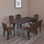Nilkamal Celebrationz 6-Seater Dining Table Set – Virgin Plastic, Weather Brown | Indoor & Outdoor Use | Home, Office, Café & Restaurant