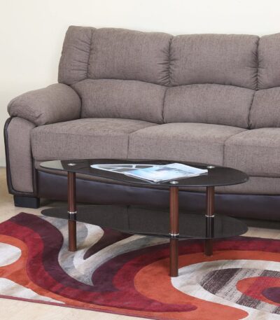 Nilkamal Stuart Tempered Glass Center Table – Modern Coffee Table with Open Shelf, Black/Walnut Finish