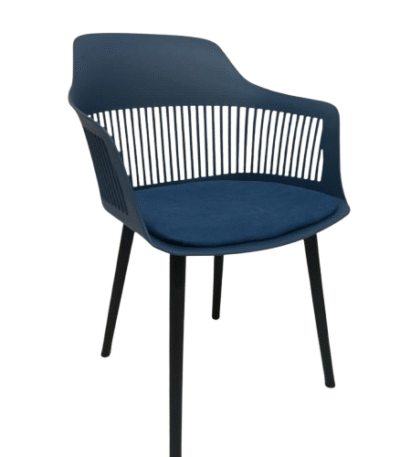 KRISHTHA Modern Blue Cafe Chair – Ergonomic Plastic Dining Chair for Home, Cafe & Office Use