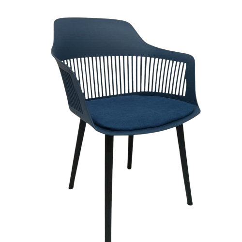 KRISHTHA Modern Blue Cafe Chair – Ergonomic Plastic Dining Chair for Home, Cafe & Office Use