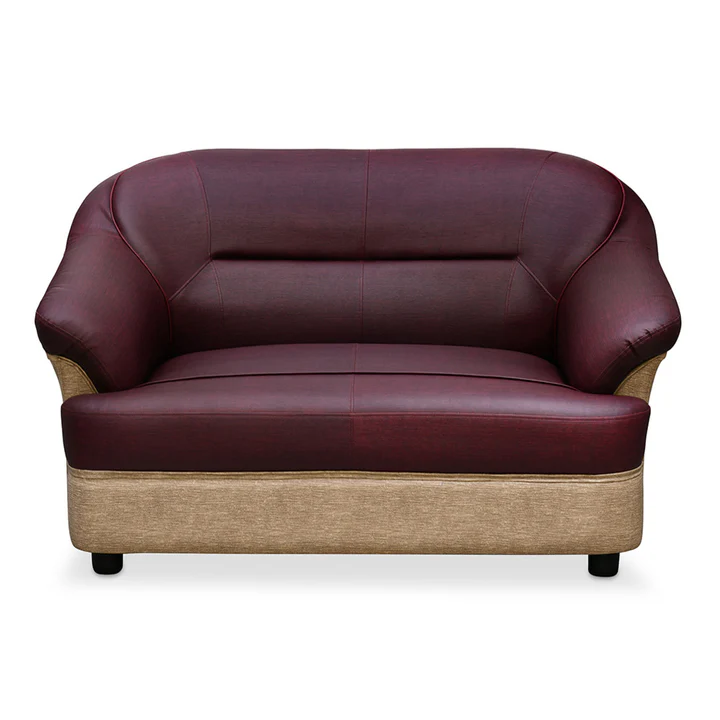 Nilkamal Bright 2 Seater Sofa – Compact Fabric Sofa in Maroon & Beige for Living Room