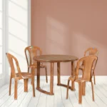 Nilkamal 4-Seater Dining Table Set – Brown | Ideal for Kitchen, Dining Room, Garden & Café