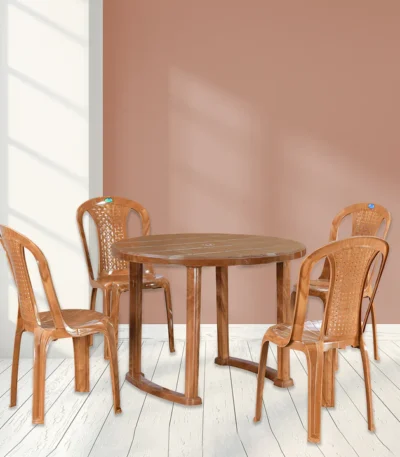 Nilkamal 4-Seater Dining Table Set – Brown | Ideal for Kitchen, Dining Room, Garden & Café