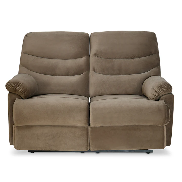 Nilkamal 2 Seater Manual Recliner Sofa – Velvet Upholstery, Padded Armrests & Dual Reclining Seats (Brown)