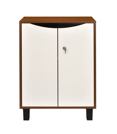 Nilkamal Flow Shoe Cabinet – Elegant Walnut & White Finish, Compact Shoe Storage Unit