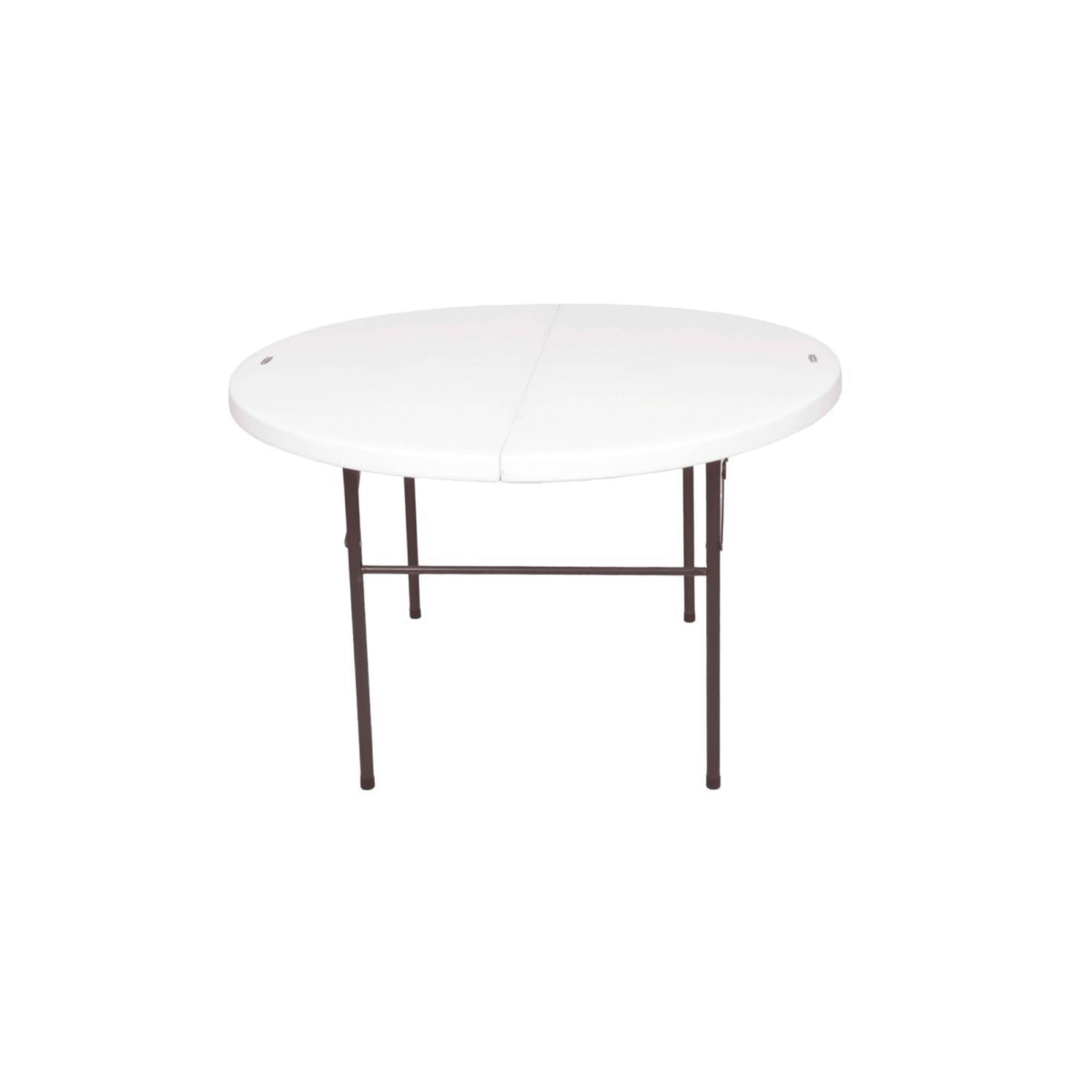 Krishtha Baron 4 Feet Round Foldable Table in pristine white. Featuring a spacious 48-inch diameter round top made from high-density polymer (HDPE), this table offers durability, weather resistance, and ease of maintenance. Its bi-fold design allows for effortless folding and compact storage, complete with a convenient built-in carry handle. Ideal for weddings, parties, garden events, patios, and commercial functions, the Krishtha Baron table is designed to withstand heavy use while providing a clean, modern look that suits any occasion. Portable and robust, it’s the perfect solution for your indoor and outdoor dining and event needs.