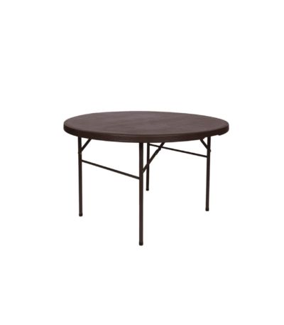 Krishtha Baron 4 Feet (48-Inch) Round Foldable Table – Brown | Bifold HDPE Dining Table for Events, Weddings, Parties, Garden & Multipurpose Use