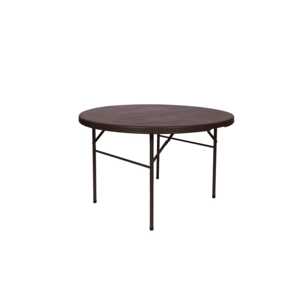 Krishtha Baron 4 Feet (48-Inch) Round Foldable Table – Brown | Bifold HDPE Dining Table for Events, Weddings, Parties, Garden & Multipurpose Use