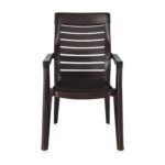 Nilkamal Mid Back Chair with Armrests | Stackable Polypropylene Chair for Home, Office & Outdoor Use (Weather Brown)