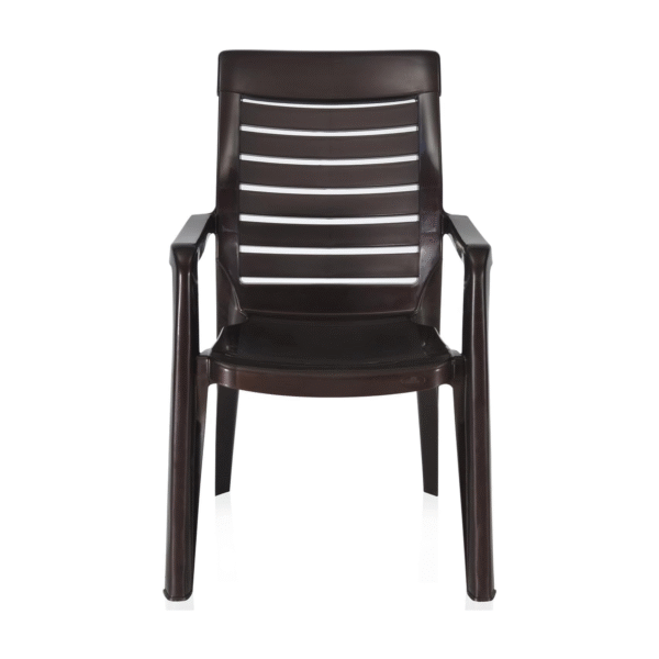 Nilkamal Mid Back Chair with Armrests | Stackable Polypropylene Chair for Home, Office & Outdoor Use (Weather Brown)