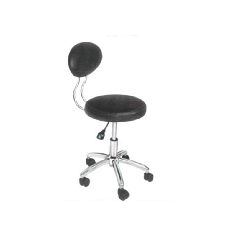KRISHTHA Classic Furniture Stainless Steel Visitor Chair – Round Shape Adjustable Height Study Chair with Back Support and Wheels