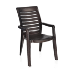 Nilkamal Mid Back Chair with Armrests | Stackable Polypropylene Chair for Home, Office & Outdoor Use (Weather Brown)