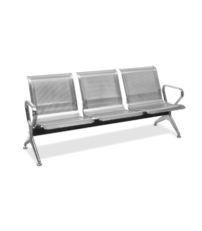 KRISHTHA 3-Seater Stainless Steel Visitor Chair – Durable Reception & Waiting Area Seating