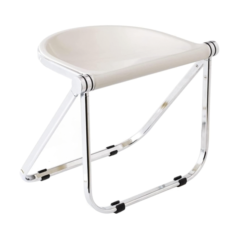KRISHTHA Folding Stool – Modern Plastic Stool with Strong Bearing Capacity, Easy to Use & Store, Multipurpose for Home, Makeup, Photography (White)