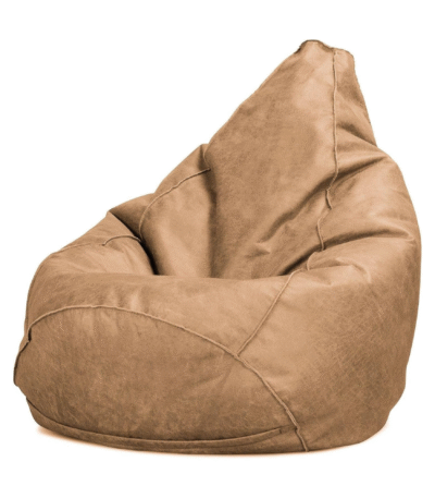 KRISHTHA Highback Gaming Bean Bag Chair – Distressed Leather Finish, Ergonomic Lounger Style, Honey Brown