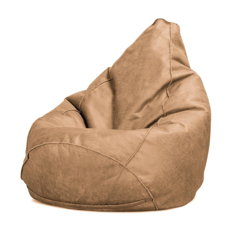 KRISHTHA Highback Gaming Bean Bag Chair – Distressed Leather Finish, Ergonomic Lounger Style, Honey Brown