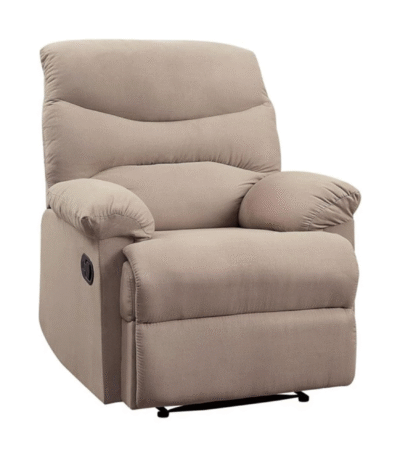 KRISHTHA Relaxing Lazy Boy Recliner Chair – Manual Reclining Armchair with Adjustable Backrest & Footrest (Beige Fabric)