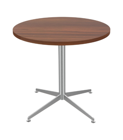 KRISHTHA Round Office Table – 31.5" Small Conference, Dining, or Coffee Table with Waterproof Top & Metal Frame, Easy Assembly (Walnut + SUS Pedestal)