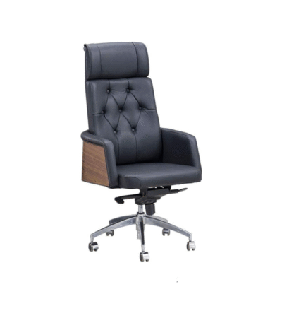 KRISHTTHA Premium Leather Executive Chair – Ergonomic Office Chair with Adjustable Height & Recline, PU/Cowhide Leather, Aluminum Base