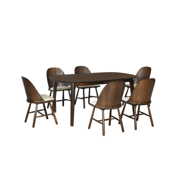 Nilkamal 6 Seater Wooden Dining Set – Elegant Brown Finish Dining Table with 6 Chairs