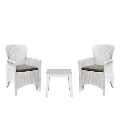 Nilkamal Breeze 2-Seater Balcony Sofa Set with Toughened Glass Center Table – Milky White | Indoor & Outdoor Patio Furniture