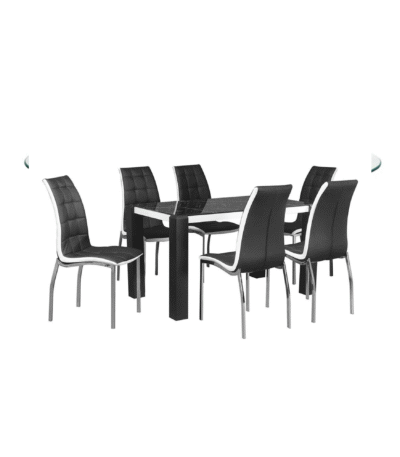 Nilkamal Fortica 6 Seater Metal Dining Set – Elegant Black & White Finish with Sturdy Chairs for Dining & Kitchen Spaces