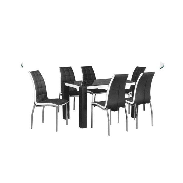 Nilkamal Fortica 6 Seater Metal Dining Set – Elegant Black & White Finish with Sturdy Chairs for Dining & Kitchen Spaces