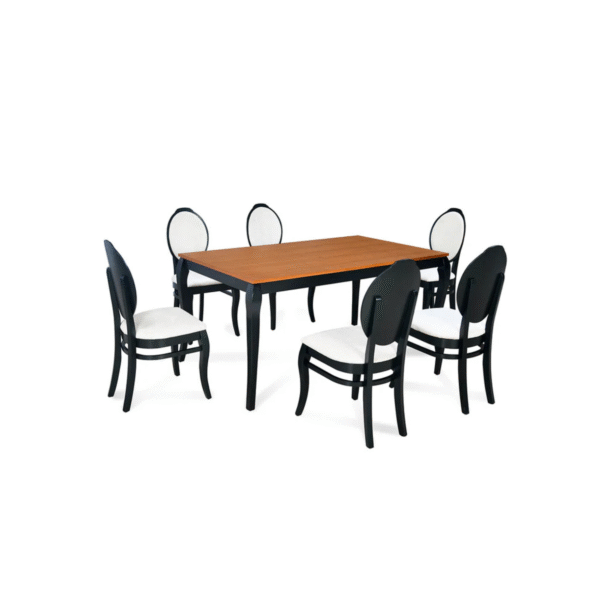 Nilkamal Hexa 6 Seater Dining Set – Modern Wooden Dining Table with 6 Chairs (Black/Brown Finish)