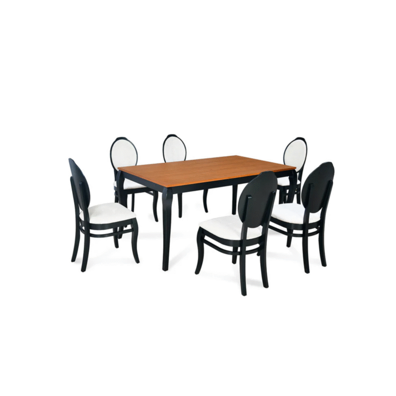 Nilkamal Hexa 6 Seater Dining Set – Modern Wooden Dining Table with 6 Chairs (Black/Brown Finish)