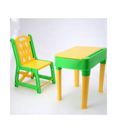 Nilkamal Kids Plastic Study Table and Chair Set – Green & Yellow | Lightweight, Durable & Child-Safe Furniture for Study and Play
