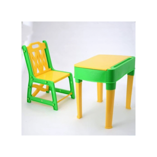 Nilkamal Kids Plastic Study Table and Chair Set – Green & Yellow | Lightweight, Durable & Child-Safe Furniture for Study and Play