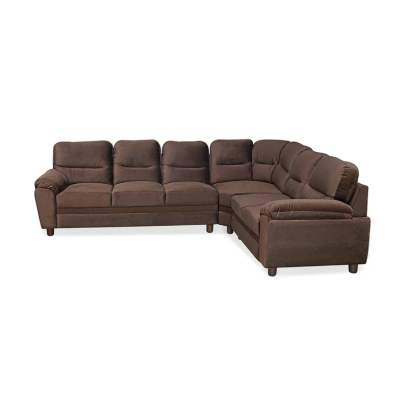 Nilkamal Rebecca Velvet Corner Sofa – Luxurious L-Shaped Sofa in Choco Brown for Living Room