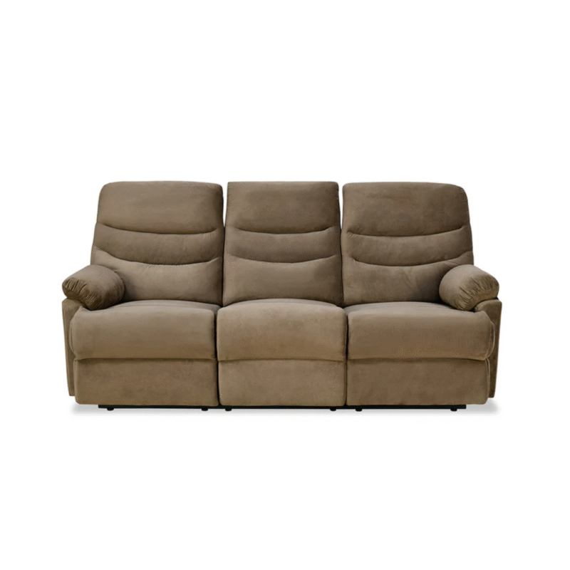 Nilkamal Skelton 3 Seater Manual Recliner Sofa – Velvet Upholstery, Plush Padding & Triple Reclining Seats (Brown)
