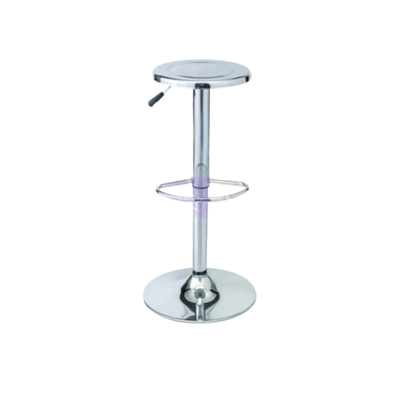KRISHTHA Brushed Stainless Steel Swivel Bar Stool | Adjustable Height Round Seat | Silver Finish | Modern Bar & Counter Stoo