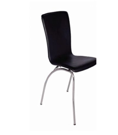 KRISHTHA Stainless Steel Dining Chair with Rexine Cushion – Black | Elegant & Durable Seating for Home, Cafes, and Restaurants