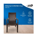 Nilkamal Mid Back Chair with Armrests | Stackable Polypropylene Chair for Home, Office & Outdoor Use (Weather Brown)