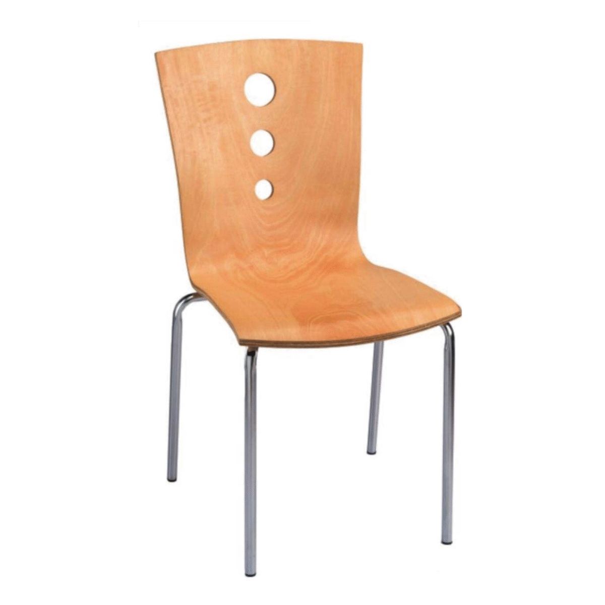 KRISHTHA Chrome Finish Bent Ply Wooden Dining Chair – Single Mould Elegant Seating for Dining & Cafeteria
