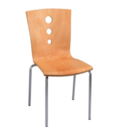 KRISHTHA Chrome Finish Bent Ply Wooden Dining Chair – Single Mould Elegant Seating for Dining & Cafeteria