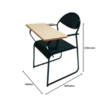 KRISHTHA Perfo Steel Writing Pad Chair | Full Pad 2x1 | 20mm Pipe Frame | Ideal for Classroom, Training Room, Office Use