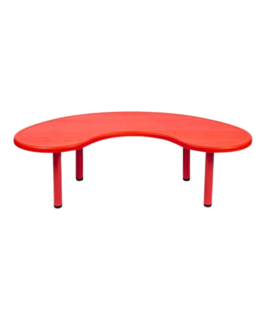 Krishtha Plastic Kids Moon Table – Semi-Circular Study Table with Steel Frame for Preschool & Home Use | Durable & Portable for Ages 2–5 Years | Red