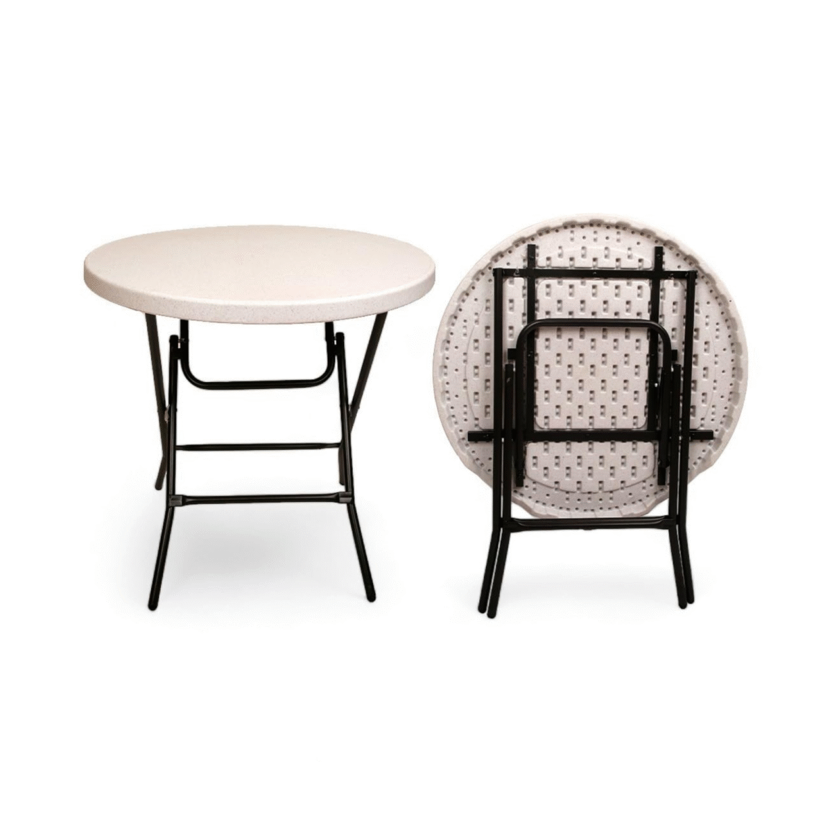 Krishtha Cherry Foldable Café Table – White | Multipurpose Centre Table for Sitting, Coffee, Dining & Indoor Use with Plastic Top