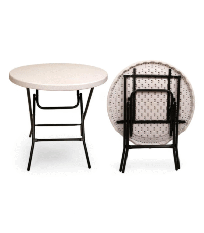 Krishtha Cherry Foldable Café Table – White | Multipurpose Centre Table for Sitting, Coffee, Dining & Indoor Use with Plastic Top