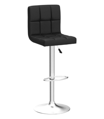 KRISHTHA PU Leather Adjustable Swivel Bar Stool | Hydraulic Kitchen Counter Height Stool with Backrest & Thickened Seat Cushion | Black