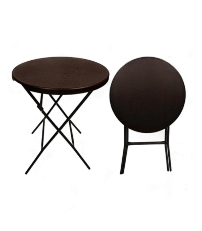 Krishtha Tiffany 3.4FT Round Foldable Cocktail Table – Brown | Bar Height Table for Indoor & Outdoor Use – Weddings, Parties, Backyard, Events